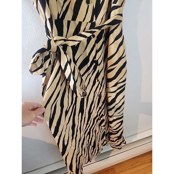 Talbots Floral Maxi Dress Size 12 NWT Animal Print Black Beige Striped - Picture 4 of 6